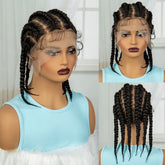 14 Inch HD 360° Full Lace Black Cornrow Braided Wig for Black Women